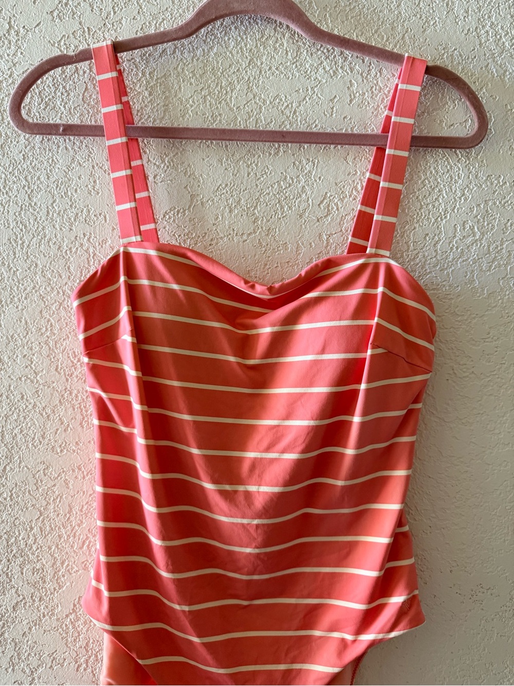 VINEYARD VINES One Piece Striped Pink White Square Neck Swimsuit Size Medium - Picture 2 of 11
